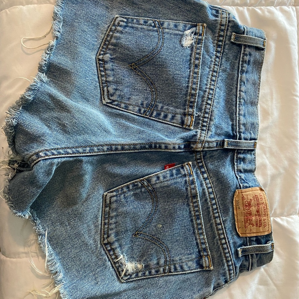 Levi's Blue Jean Shorts with Frayed Hem